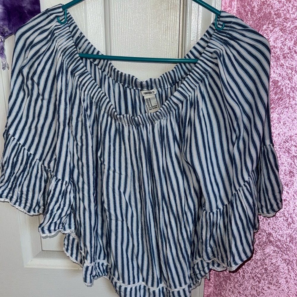 Striped off the shoulder blouse